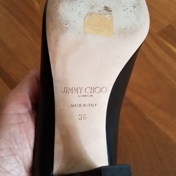 Jimmy Choo Marcela 85 Square-Toe Pumps in Black Calfskin Leather Size 6 - Picture 5 of 11